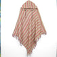 Hooded Blanket Poncho - Brown Cream Green and Pink Paisley Striped - Bare Canvas
