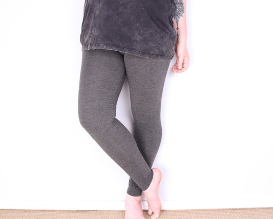 SMALLER FIT Thick Plain Leggings - Heather Grey - Bare Canvas