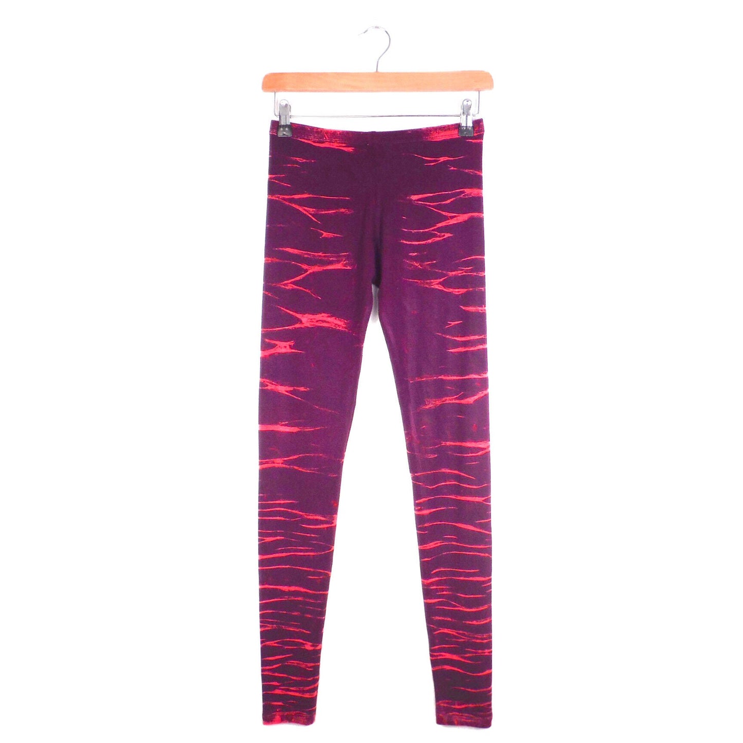 Hand Dyed Tiger Stripe Bleach Leggings - Purple Plum - Bare Canvas