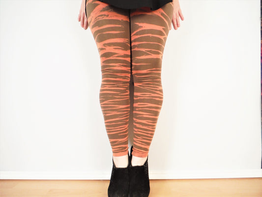 Hand Dyed Tiger Stripe Bleach Leggings - Light Brown - Bare Canvas