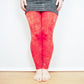 Hand Dyed Mottled Bleach Leggings - Neon Red