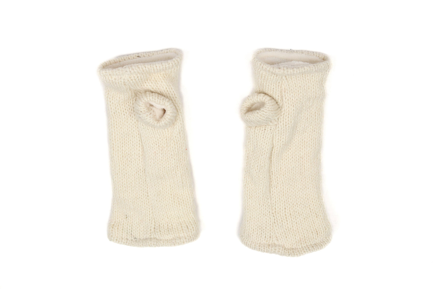 Fleece Lined Knitted Wrist Warmers - Cream - Bare Canvas