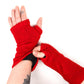 Fleece Lined Knitted Wrist Warmers - Red - Bare Canvas