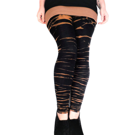 Hand Dyed Tiger Stripe Bleach Leggings - Black - Bare Canvas