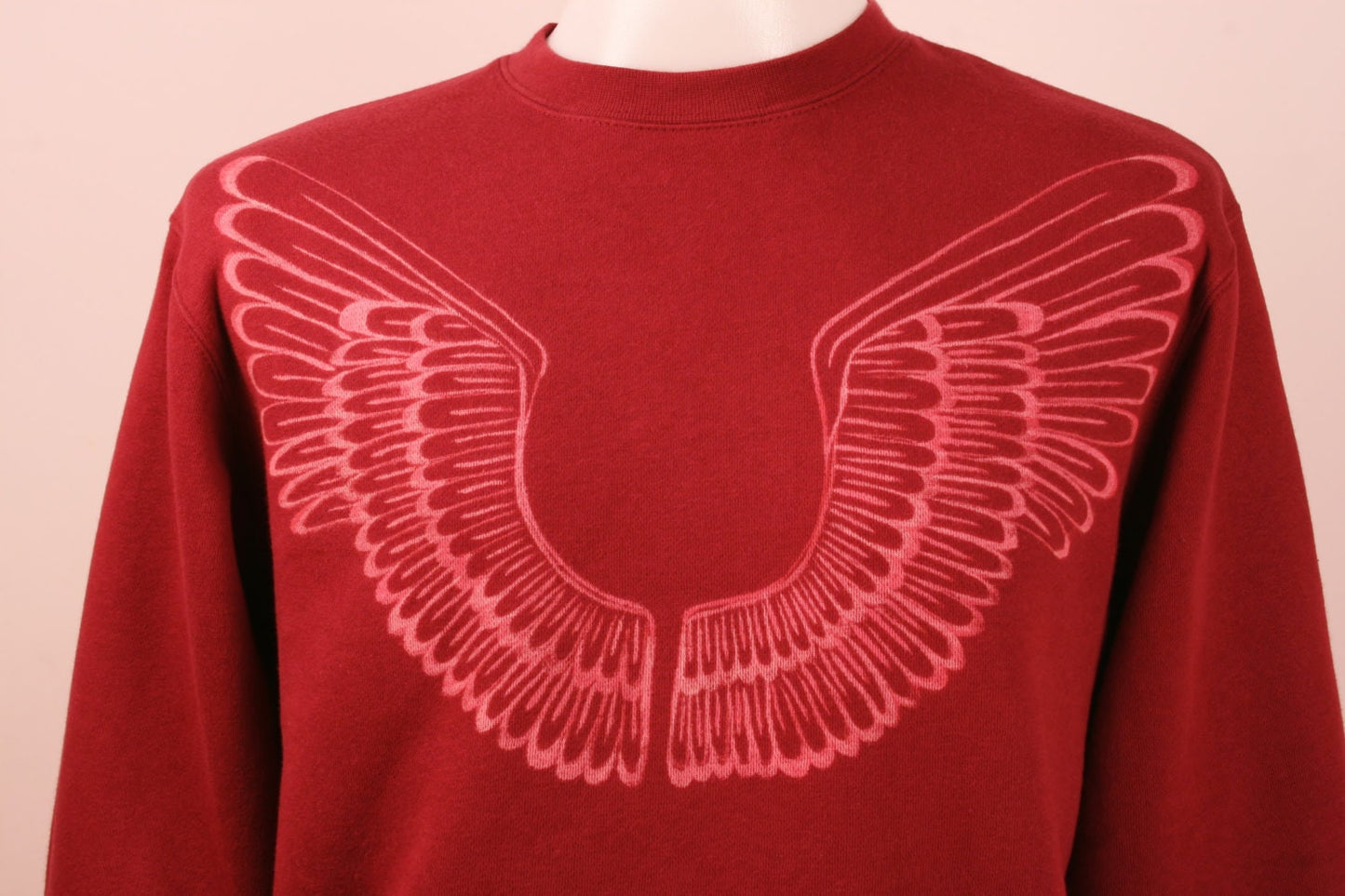 Hand Painted Bleach Art Wing Sweatshirt - Wine Red (Small)
