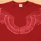 Hand Painted Bleach Art Wing Sweatshirt - Wine Red (Small)