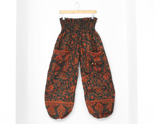 Pantalon Couverture - Paisley Orange et Vert Foncé