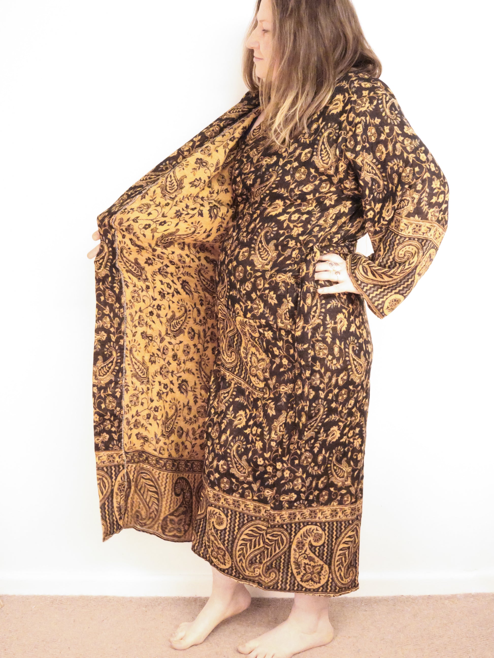Blanket Kimono Robe Boho Dressing Gown
