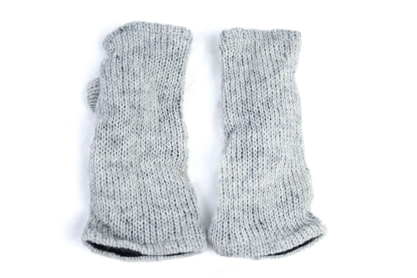 Chauffe-poignets tricotés doublés de polaire - Gris clair