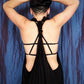 Half Tie-Dye Harem Dungarees - Black and Blueberry Purple - Bare Canvas