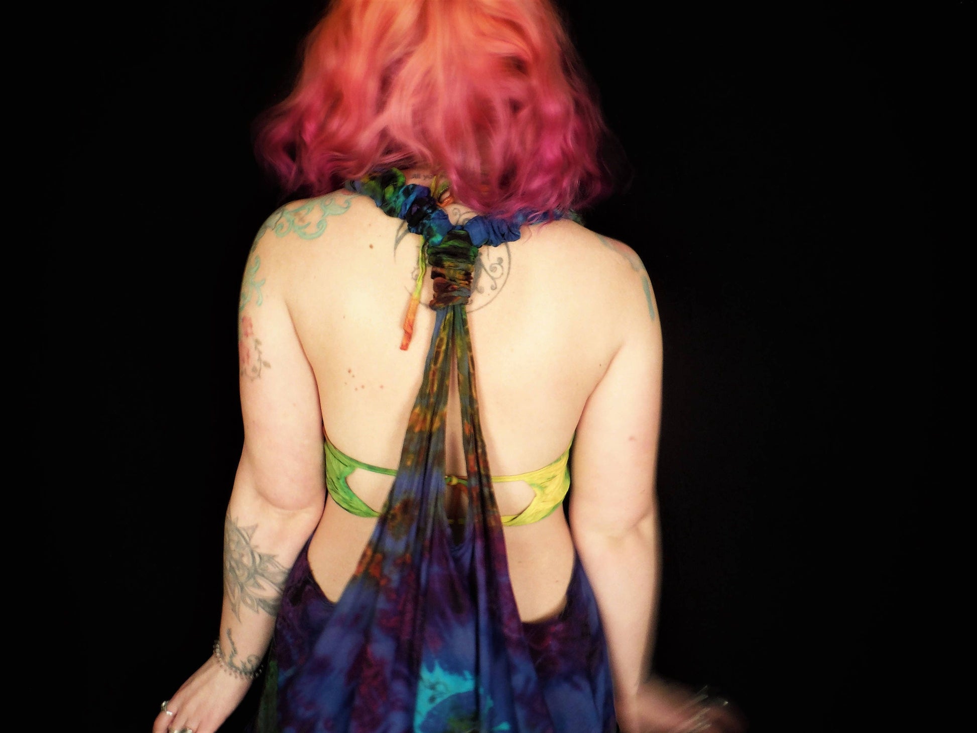 Tie-Dye Harem Dungarees - Mid-Blue Rainbow - Bare Canvas