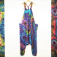 Tie-Dye Harem Dungarees - Mid-Blue Rainbow - Bare Canvas