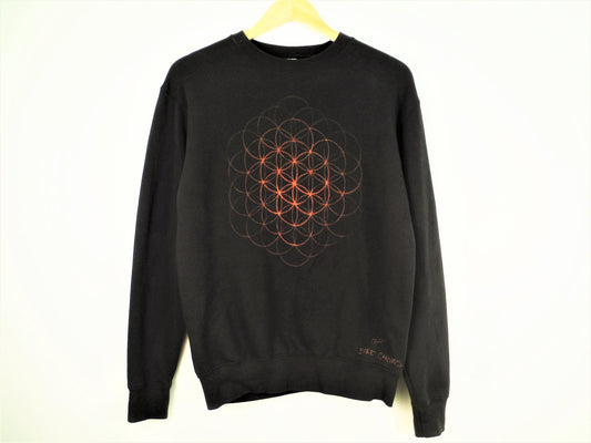 Flower of Life Hand Painted Bleach Sweatshirt - Black Small - Bare Canvas