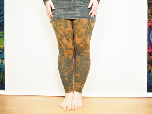Hand Dyed Mottled Bleach Leggings - Green - Bare Canvas
