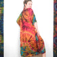 Robe / Haut Poncho Tie-Dye Long Été - Orange Arc-en-Ciel