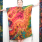 Robe / Haut Poncho Tie-Dye Long Été - Orange Arc-en-Ciel