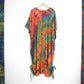 Robe / Haut Poncho Tie-Dye Long Été - Orange Arc-en-Ciel
