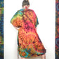 Robe / Haut Poncho Tie-Dye Long Été - Orange Arc-en-Ciel