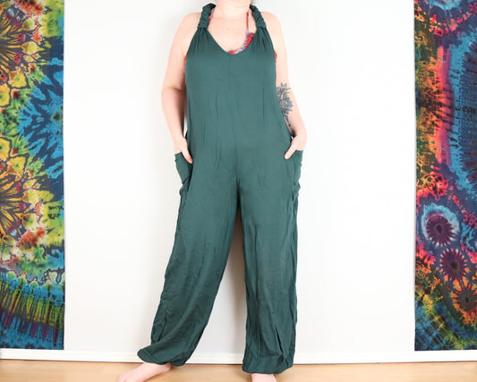 Plain Dungarees - Forest Green