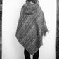 Hooded Blanket Poncho - Brown Cream Green and Pink Paisley Striped - Bare Canvas