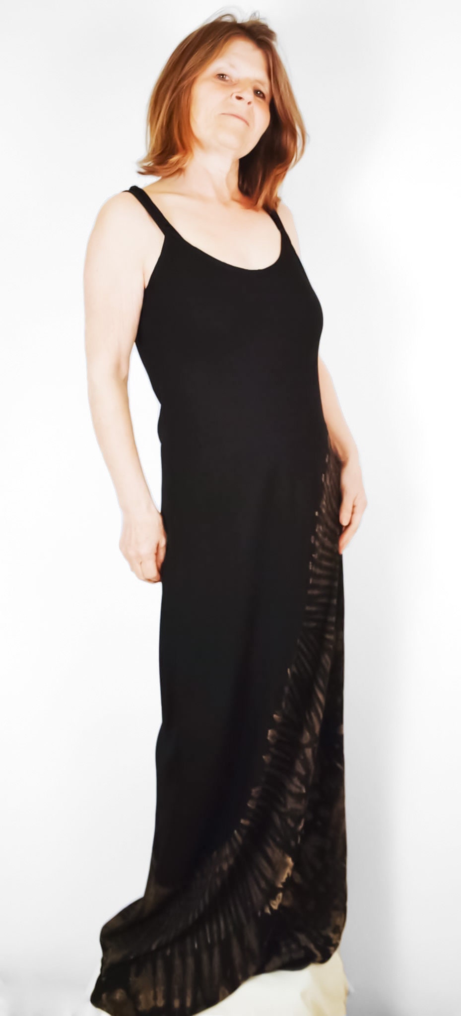 Tie-Dye Maxi Dress - Black and White Bare Canvas Tie-Dye Maxi Dress - Black and White Bare Canvas