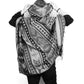 Hooded Blanket Poncho - Cream Blue Purple and Red Aztec
