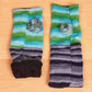 Chauffe-poignets tricotés doublés de polaire - Rayé bleu et vert