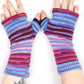 Chauffe-poignets tricotés doublés de polaire - Rayé bleu violet et rose