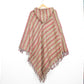 Hooded Blanket Poncho - Brown Cream Green and Pink Paisley Striped - Bare Canvas