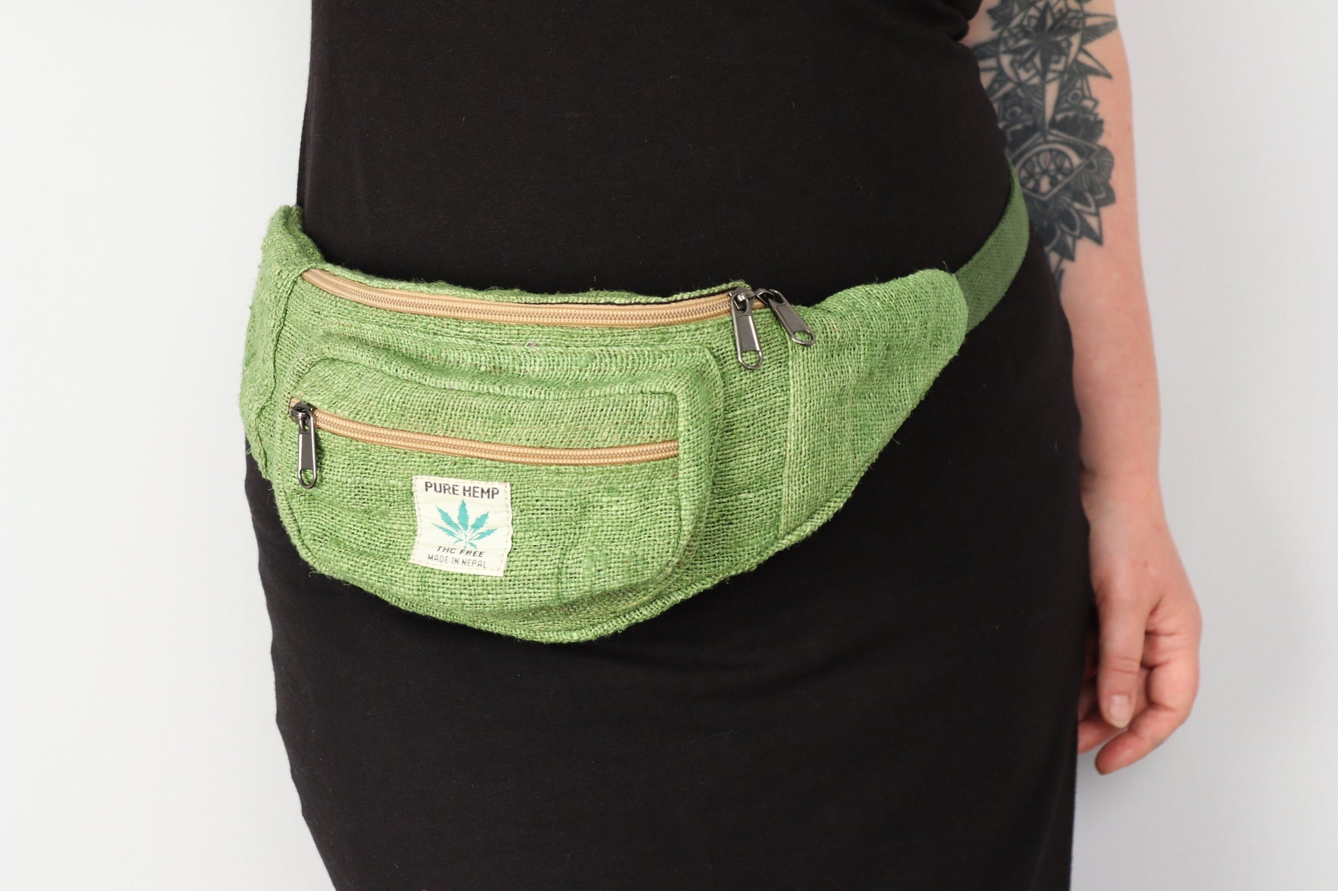 Hemp Bum Bag Zip-up Belt Bag Green – Bare Canvas