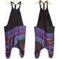Half Tie-Dye Harem Dungarees - Black and Blueberry Purple - Bare Canvas