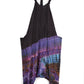 Half Tie-Dye Harem Dungarees - Black and Blueberry Purple - Bare Canvas