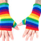 Fleece Lined Knitted Wrist Warmers - Rainbow Wide Striped - Bare Canvas