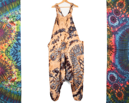 Tie-Dye Harem Dungarees - Orange Black and White - Bare Canvas